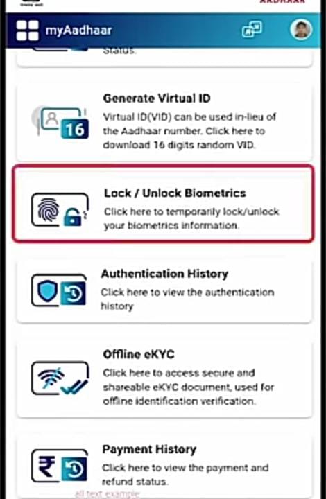 Aadhar Card Lock/Unlock